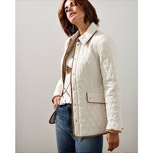 Chico’s Quilted Mid-Length Barn Jacket Natural Cream L(12)